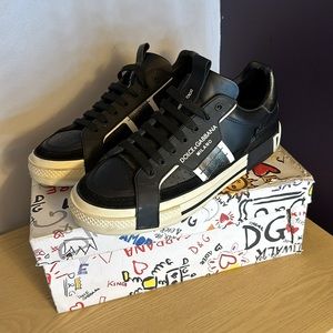 Men's Dolce & Gabbana Portofino Metallic Leather Sneakers